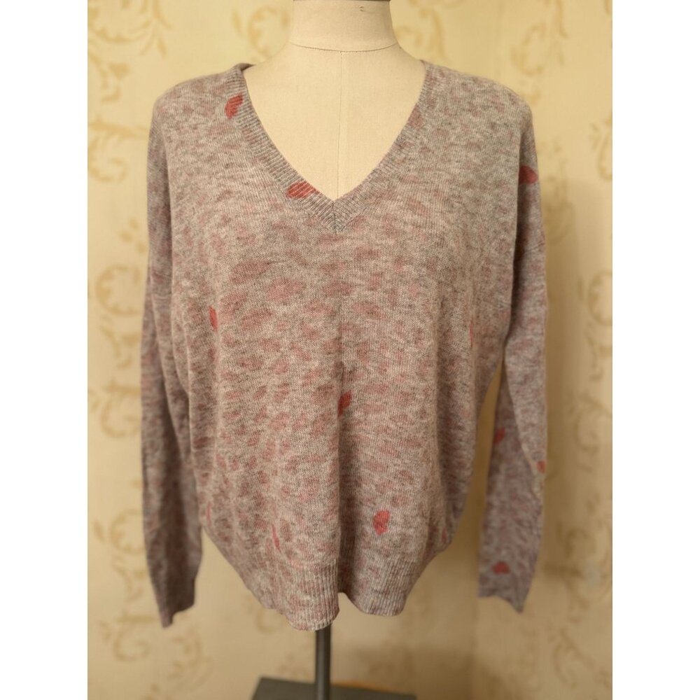 Ladies Medium 27 Miles Malibu 100% Cashmere Pink Lips Sweater
